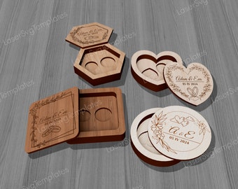 Laser Cut Decorative Ring Box Set Svg Template Glowforge Wedding