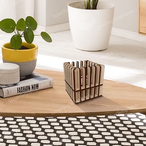 Laser cut square candle holder svg template Glowforge table lamp svg vector file Candlestick DXF table lamp vector plan laser cnc pattern