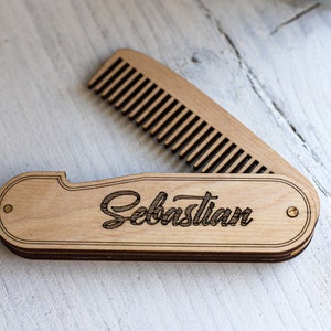 Wooden beard comb laser cut svg file Glowforge wood comb svg cricut Pocket hair comb dxf cnc vector pattern svg digital download