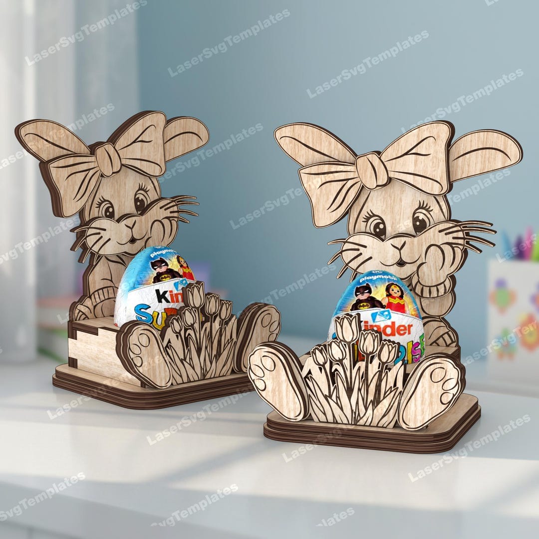 Laser Cut Easter Bunny Egg Holder Svg Cutting File Glowforge Easter Egg ...
