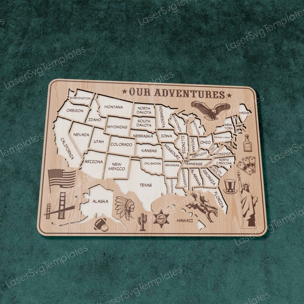 Usa Map Laser Cut Dxf Etsy