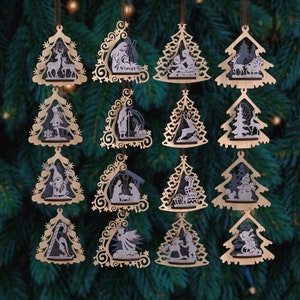 Découpe laser 3D boules de sapin de Noël fichier svg 3D Glowforge décoration de sapin de Noël svg vecteur dxf cnc