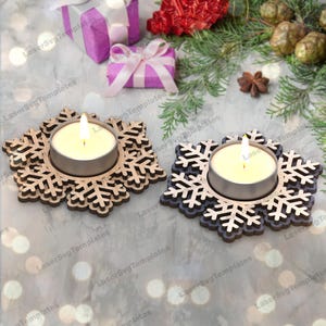 Weihnachten Schneeflocke Kerzenhalter Laser cut svg Datei Glowforge Weihnachtskerzenhalter svg vorlage Weihnachtskerzenständer dxf cnc laser plan