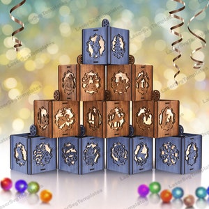 Christmas ornaments candle holder 10 bundle svg laser cut file Glowforge Christmas lantern cnc vector pattern Christmas Nativity lamp laser