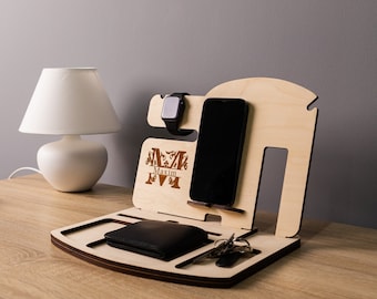 Laser cut dock station svg Glowforge cell phone stand svg cricut Docking station cnc vector template Desk organizer dxf digital download