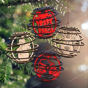 Laser geschnitten Spirale Christbaumkugel Ornamente svg schneidedatei Glowforge Weihnachtsengel Christbaumkugel Baumschmuck svg Weihnachtsschmuck dxf