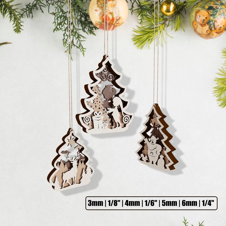 Christmas Tree 3D Ornaments 36 Bundle Svg Laser Cut File Glowforge ...