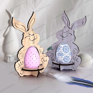 Oeuf de lapin de Pâques découpé au laser fichier svg Glowforge support d'oeufs support svg cricut porte-oeufs de Pâques dxf cnc modèle vectoriel