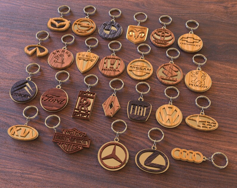 Laser Cut Auto Keychains Svg Bundle Cars Keychain Etsy