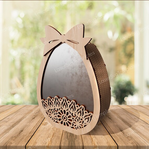 レーザーカットイースターバニーエッグボックスバスケットSVG
