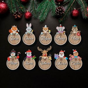 Personnages de Noël ornements de boule bundle 10 fichier svg découpé au laser Glowforge Ornement de boule de Noël svg Décor d’arbre de Noël modèle dxf