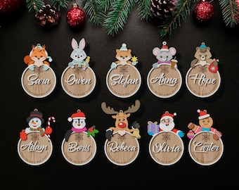 10 Christmas Character Ornament Laser Cut SVG Santa Reindeer Tree Bauble