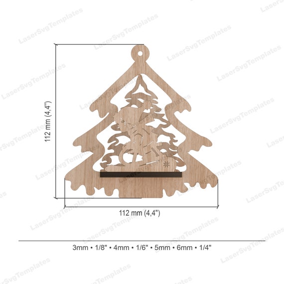 レーザーカット3DクリスマスツリーボールオーナメントセットSVG