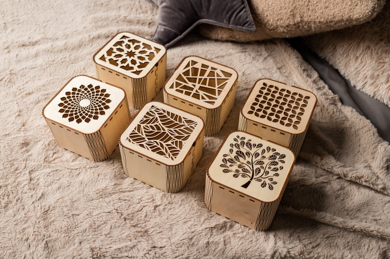 6 Decorative Box SVG Laser Cut Wedding Jewelry Gift Trinket Keepsake ...