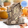 Halloween house scene lamp laser cut svg file Glowforge Halloween miniatures svg Halloween table decoration dxf cnc template Halloween laser