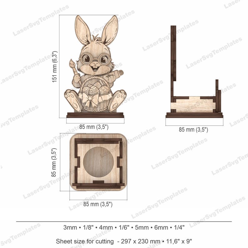 Easter Bunny Egg Holder Laser Cut Svg File Glowforge Egg Holder Stand ...