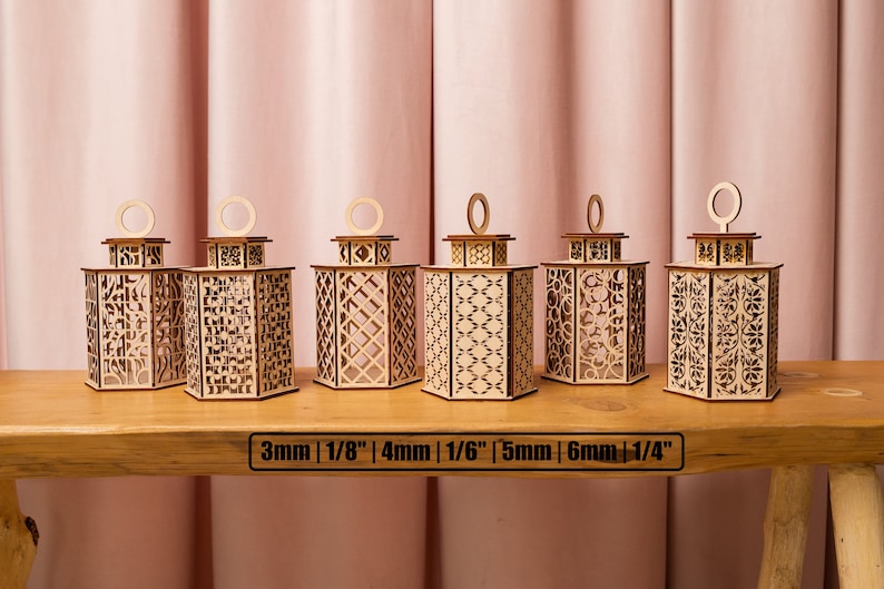 Wooden decorative lantern bundle svg laser cut file Glowforge candle holder cnc vector Lampshade laser dxf cut plan Instant download image 2