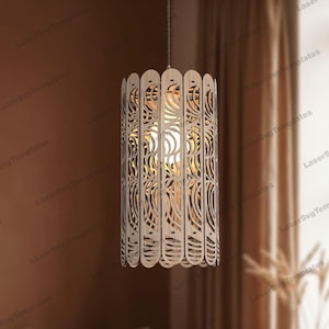 Laser cut pendant light chandelier svg cutting file Glowforge hanging lampshade dxf cnc  Wooden lamp template Chandelier laser cut file