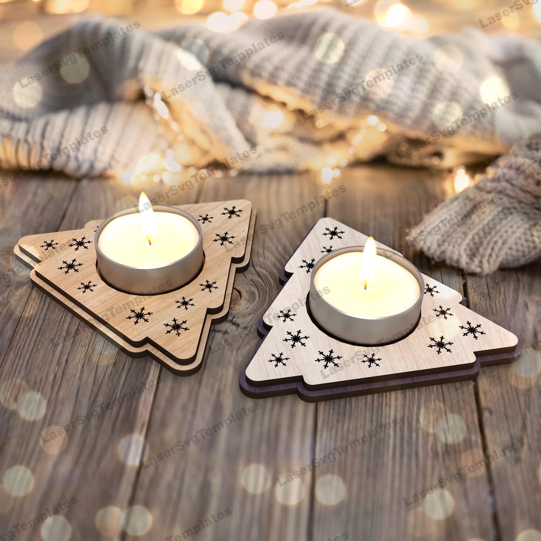 Christmas Tree Candlestick Laser Cut Svg File Glowforge Christmas ...