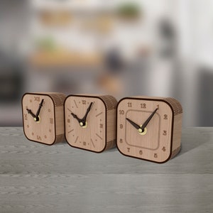 Orologio da tavolo in legno bundle taglio laser file in formato SVG Glowforge orologio da tavolo in formato SVG cricut Orologio da tavolo cnc modello vettoriale Orologio da tavolo tavolo dxf digitale