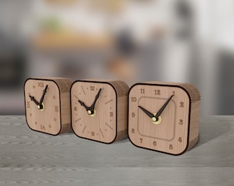 3 Tischuhr SVG Laser Cut Holz Schreibtischuhr Modernes minimalistisches Dekor