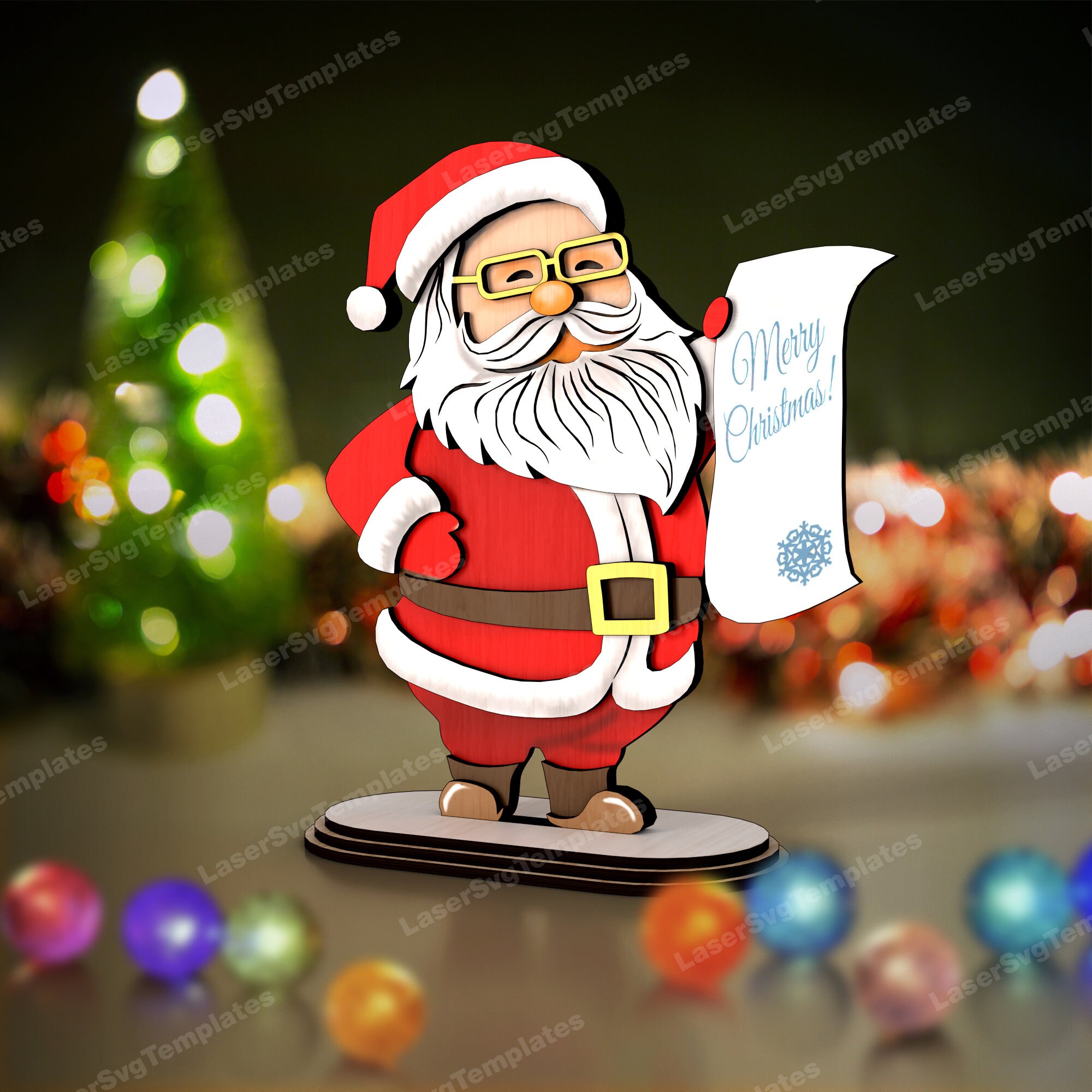 Standing Christmas Santa Laser Cut SVG Multilayer Decoration - Etsy