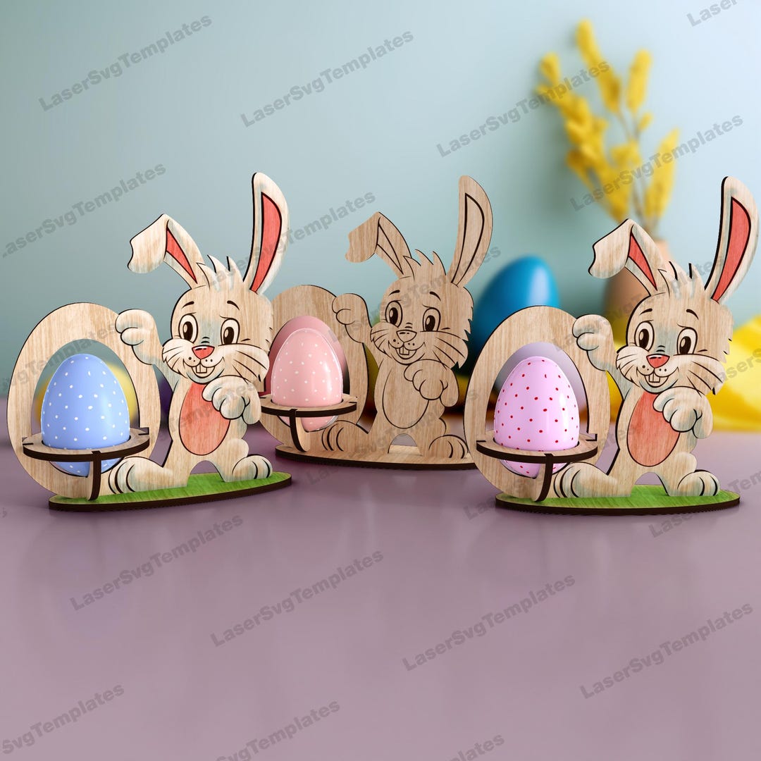 Easter Bunny Egg Stand Laser Cut Svg File Glowforge Bunny Egg Holder ...