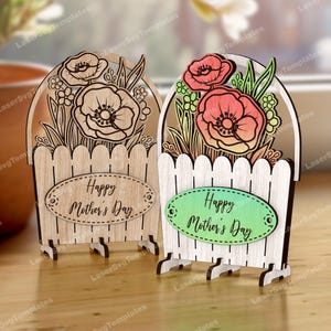 Mothers day Standing flower vase laser cut svg file Glowforge flower bouquet mothers day dxf Mothers Day laser cut Flowers for mom laser cut