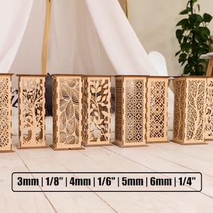 木製 8 テーブル ランプ レーザー カット ファイル SVG Glowforge キャンドル ホルダー バンドル SVG Cricut テンプレート テーブル ランプ モダン ランタン DXF CNC ベクトル パターン