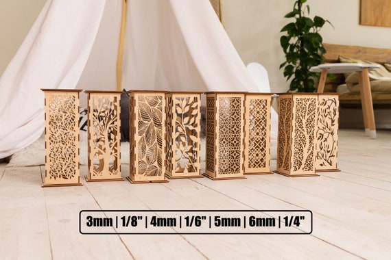 Wooden 8 table lamp laser cut file svg Glowforge candle holder bundle svg cricut template Table lamp modern lantern dxf  cnc vector pattern