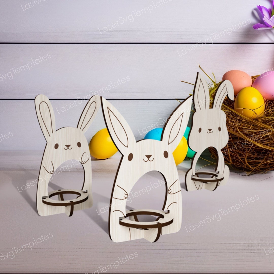 Easter Bunny Egg Holder Laser Cut Svg File Glowforge Egg Holder Stand ...