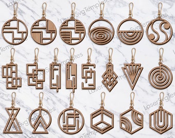 Geometric Earrings bundle laser cut svg file Glowforge elegant earrings vector cnc templates Earings dxf cut plan Digital download