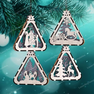 Flexible Weihnachtsbaum Ornamente SVG Laser geschnitten Datei Glowforge Christbaumkugel Ornamente Baum Dekor svg Weihnachtsschmuck dxf Vorlage