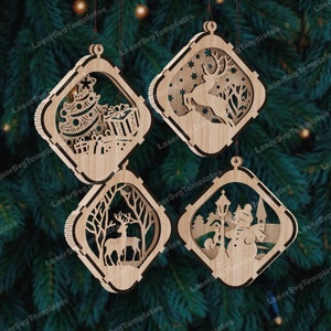 Christbaumkugeln Ornamente Laser geschnitten svg Datei Glowforge Christbaumkugel Ornamente Baumdekor svg Weihnachtsverzierungen dxf Vorlage