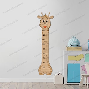 Giraffe Kinder Lineal Wachstumskarte Laser geschnitten SVG Datei Glowforge Wachstumskarte Giraffe Tier Kinder Wandkunst dxf CNC Vektor Vorlage SVG Cricut