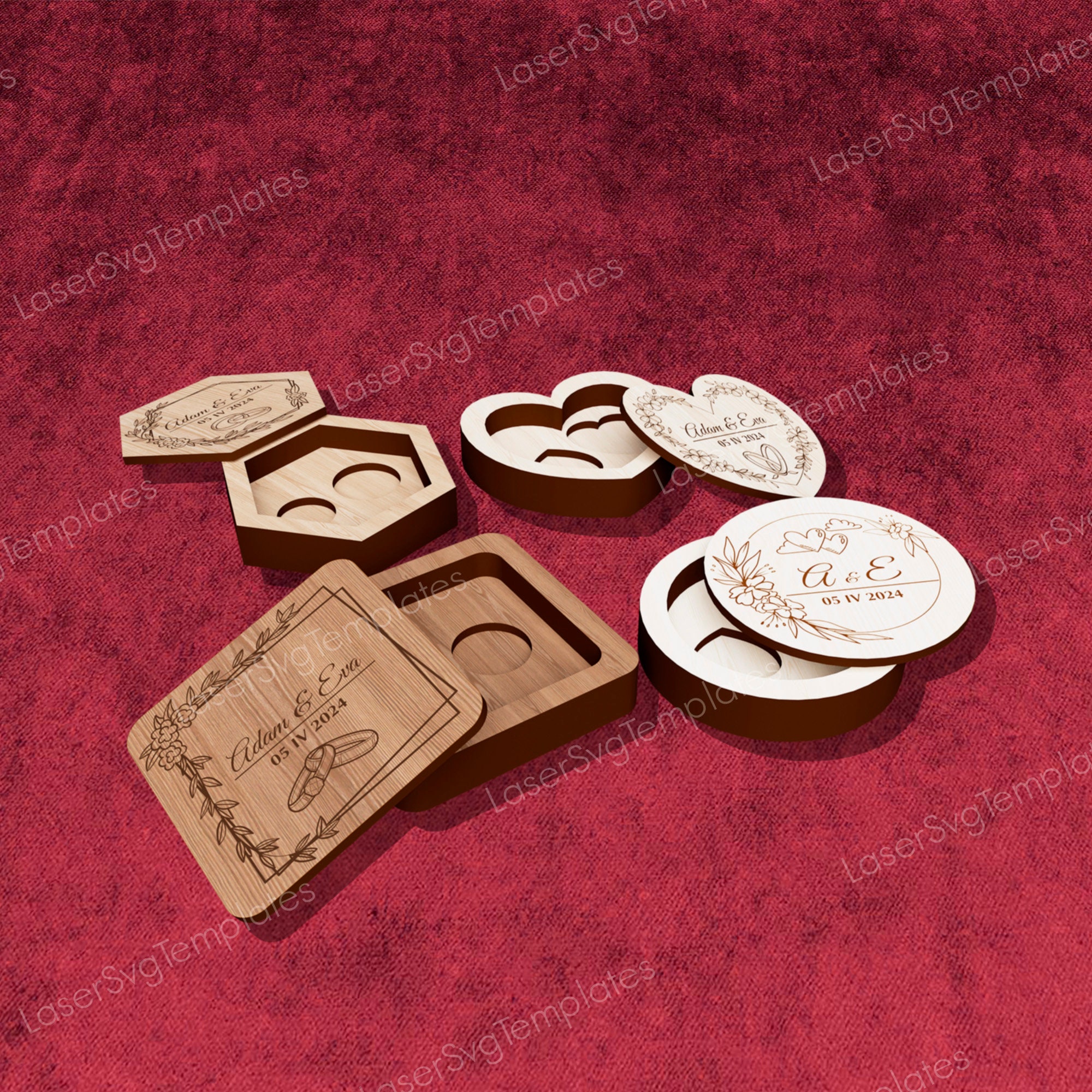Laser Cut Decorative Ring Box Set Svg Template Glowforge Wedding Ring ...