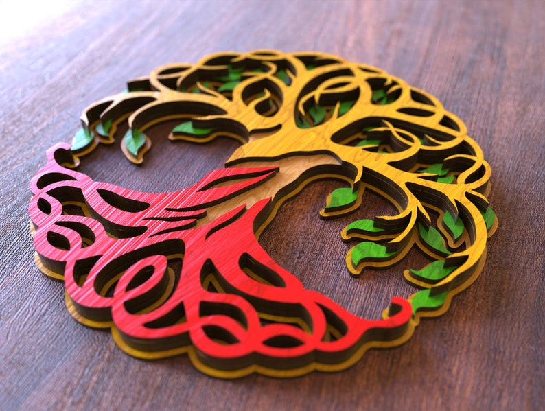 Multilayer Tree of Life Wall Art SVG Laser Cut Layered Round Decor - Etsy