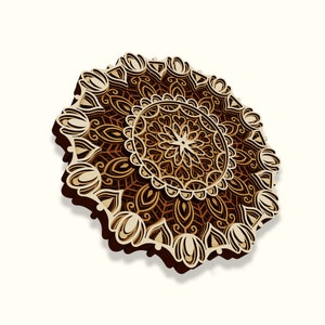 Multilayer 3D mandala laser cut svg file Glowforge 3D multi layer wooden wall art square flower dxf cut plan pattern Digital download