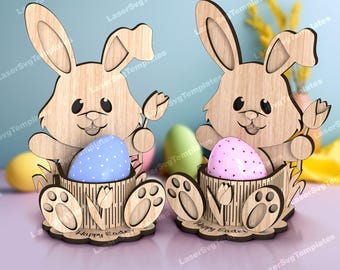 Bunny Egg Holder Laser Cut SVG Paw Print Easter Stand Basket