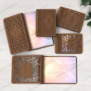Copertina del libro degli ospiti di nozze taglio laser file in formato SVG Glowforge copertina dell'album in legno cnc modello vettoriale SVG cricut Libro degli ospiti di nozze modello di taglio dxf