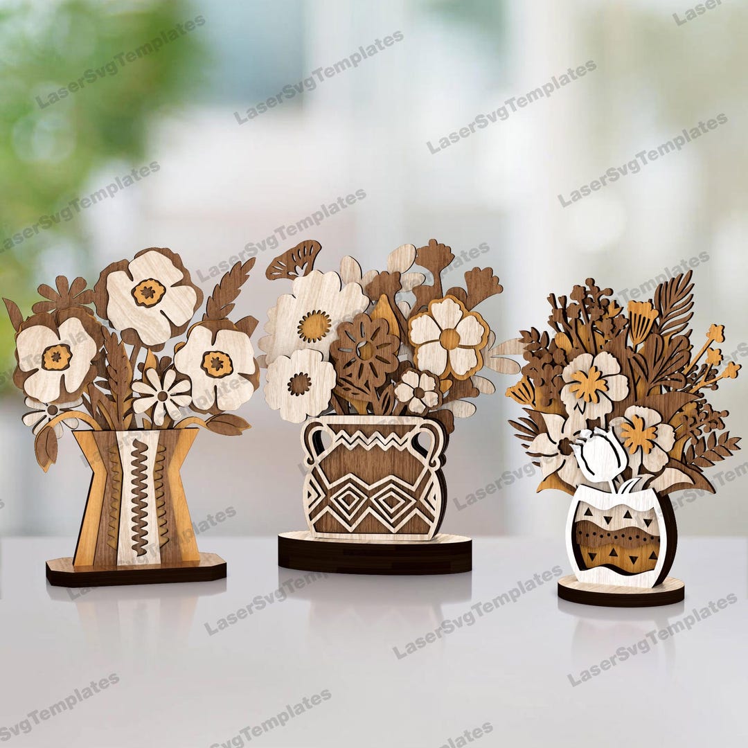 多層花瓶装飾バンドル レーザーカット svg ファイル Glowforge ポット