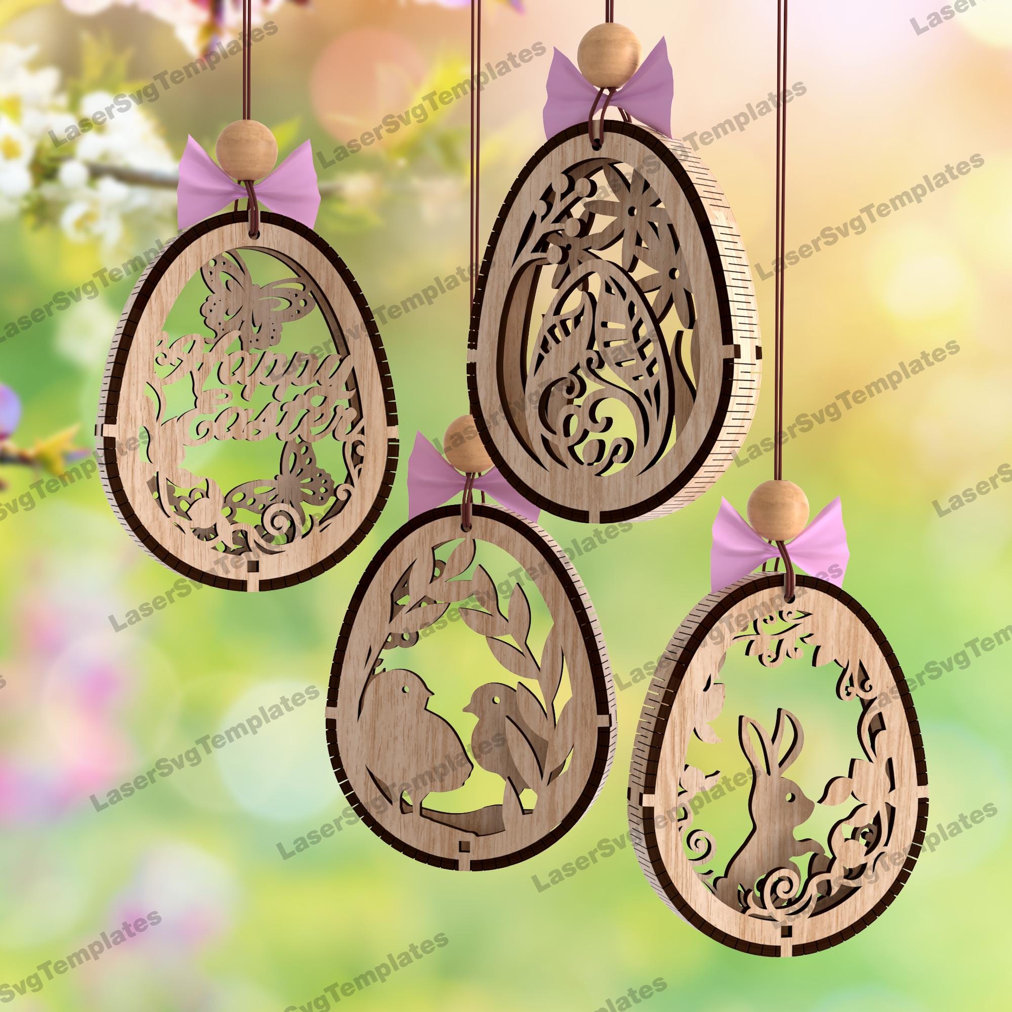 Easter Bunny Egg Ornaments Laser Cut Svg File Glowforge Easter ...