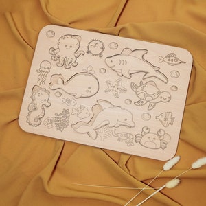 Crianças educacionais criaturas marinhas quebra-cabeça arquivos de corte a laser svg Glowforge crianças montessori quebra-cabeça dxf plano de corte cnc vetor laser Download instantâneo
