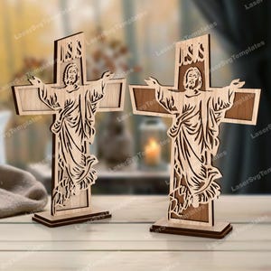 Supporto file svg di taglio laser della croce di Pasqua Glowforge modello vettoriale CNC multistrato della croce di Pasqua Gesù piano di taglio dxf della croce di Pasqua download digitale