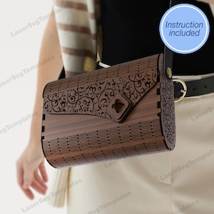 Wooden clutch bag laser cut svg file Glowforge handbag svg cricut Clutch cnc vector template Handbag purse dxf digital download