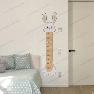 Laser cut Bunny kids ruler growth chart  svg file Glowforge growth chart rabbit animal kids wall art dxf cnc vector template svg cricut
