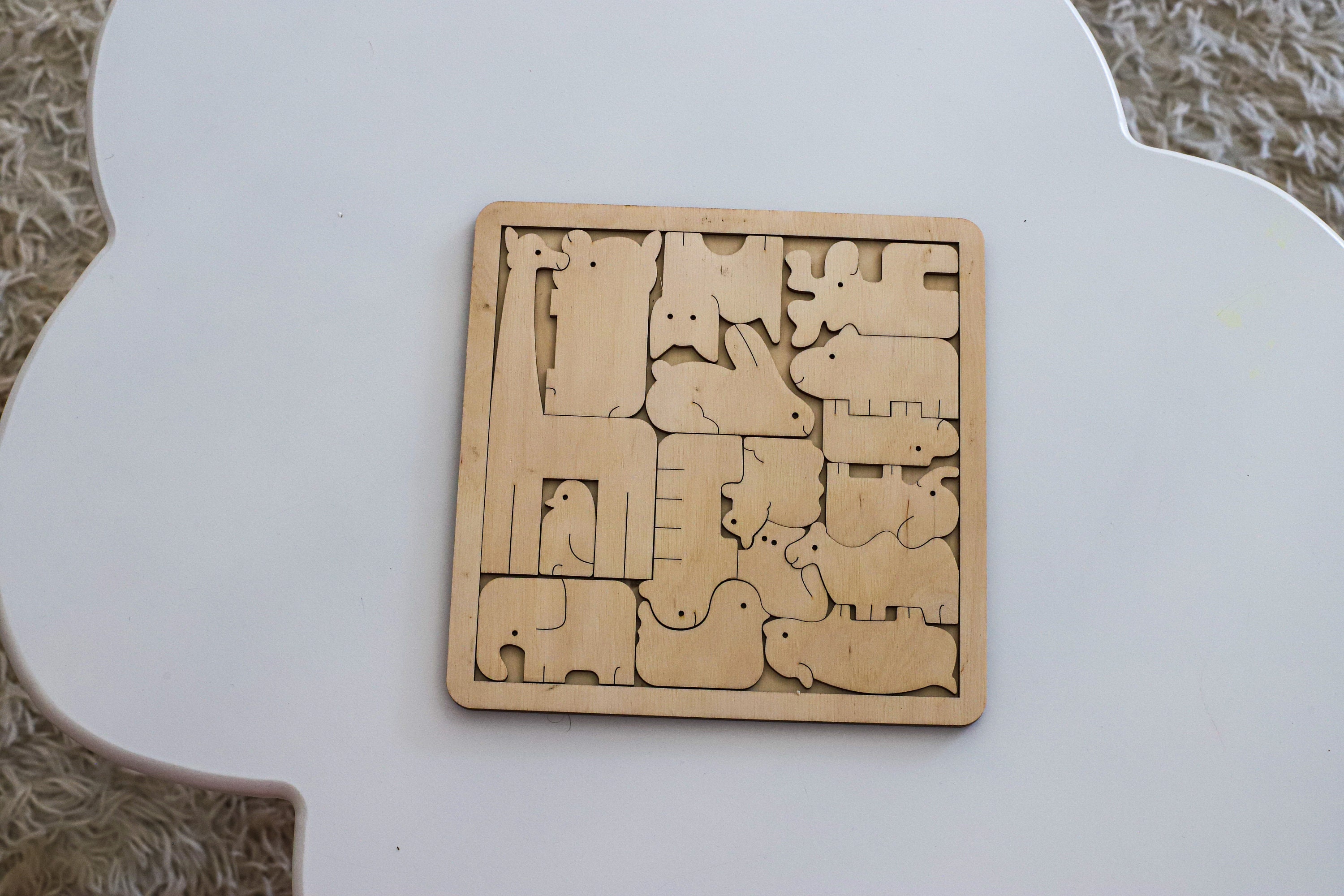 4 Educational Kids Animal Puzzle Svg Laser Cut Montessori Fruits Board ...