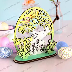 Standing Easter Bunny Decoration Laser Cut Svg File Glowforge Easter ...