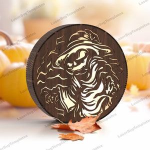 Laser cut Halloween table lamp svg template Glowforge Halloween table decor svg cricut Halloween multilayer lantern dxf cnc pattern