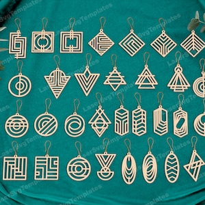 Kolczyki geometryczne 30 pakietów wycinane laserowo plik svg Eleganckie kolczyki z drewna Glowforge Szablony wektorowe cnc Plan cięcia kolczyków DXF Pobieranie cyfrowe